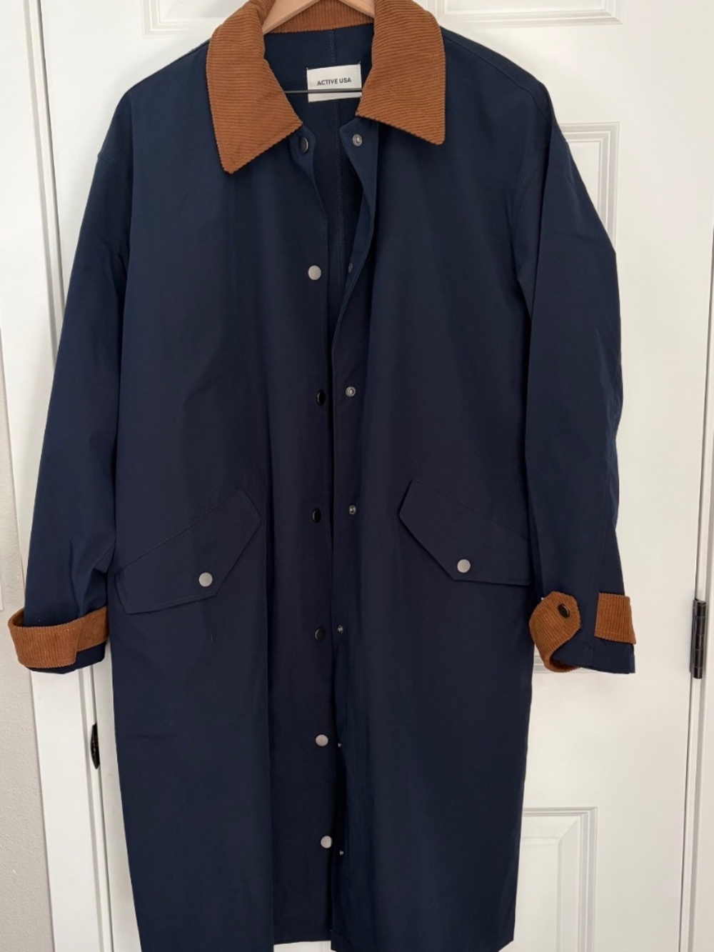 Navy blue long trench coat